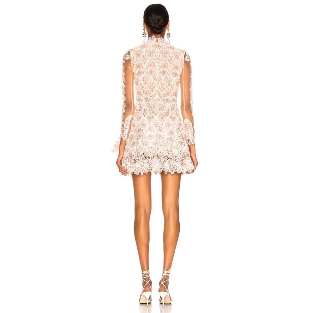 Jonathan Simkhai Natural Tulle-paneled Guipure Lace Mini Dress Nude Combo 6  NWT - Picture 3 of 16